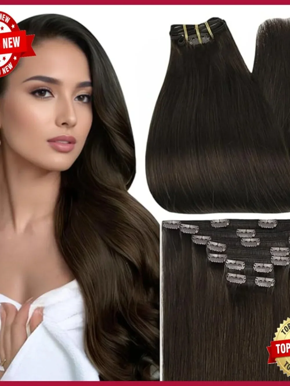 22 Inch Straight Human Hair Clip-In Extensions 7 Piece Set 120g